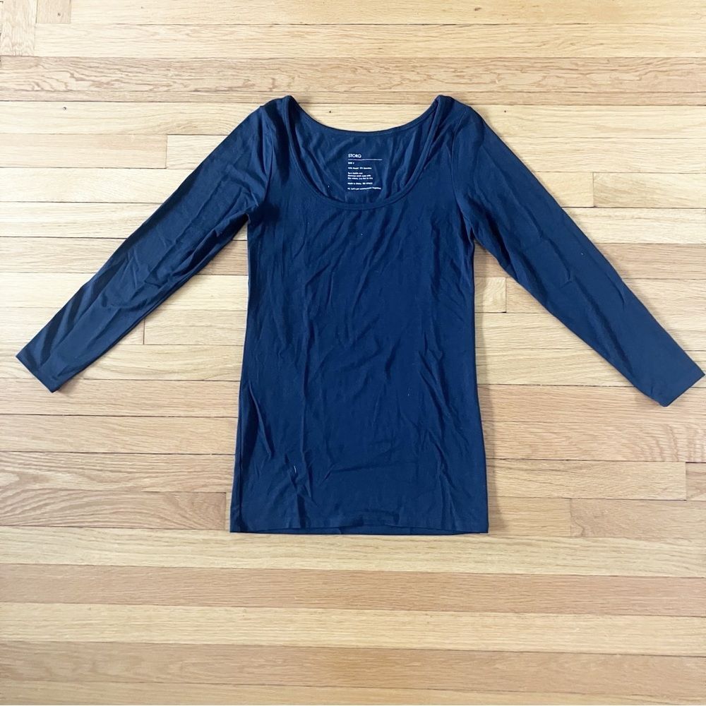 STORQ Black Modal Spandex Scoop Neck Basic Neutral Maternity Tee Size 2 Small